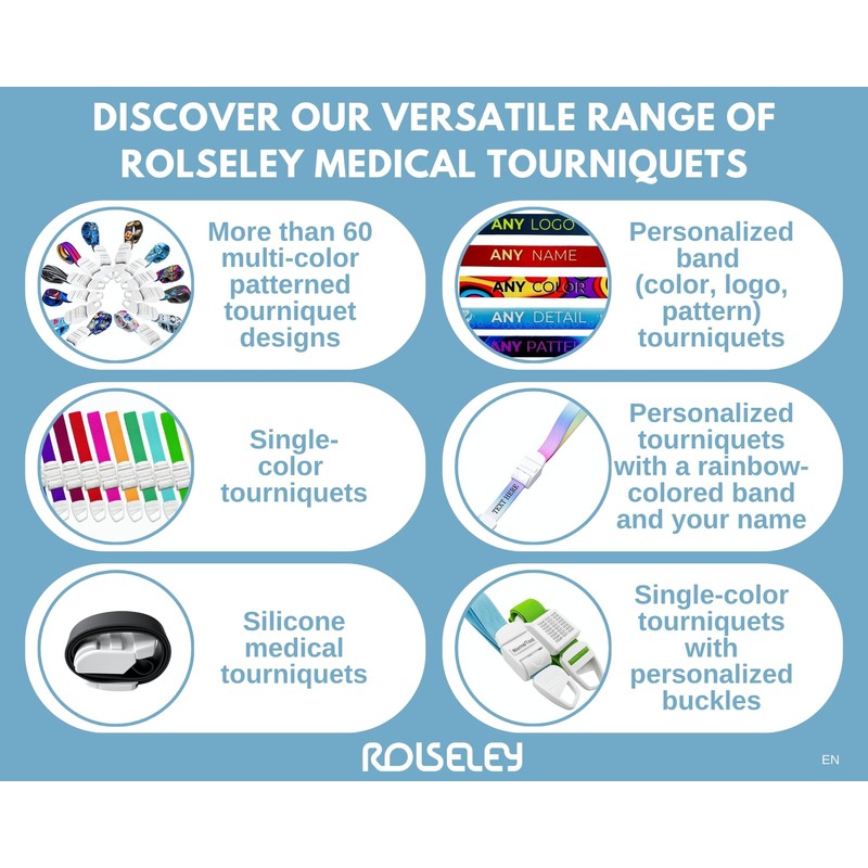 ROLSELEY Medical Nurse Tourniquet with BLACK GREEN FLORAL Pattern with