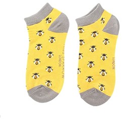 Miss Sparrow Ladies Super Soft Honey Bee Yellow Print No Show Trainer Socks, One Size (123)