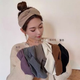 Women's Autumn/Winter Retro Flannel Knit Cross Headband for Sports and Face Washing One Size/Purple 15ea