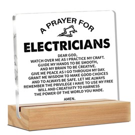 Electrician Gifts for Men Women, Graduation Gifts for Electrician, Electrician Prayer Clear Desk Decorative Sign Home Office Living Room Acrylic Decor