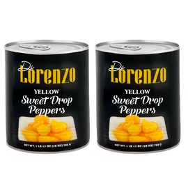 Di Lorenzo Sweet Drop Peppers – 28 oz Can – Gourmet Peruvian Peppers, Sweet & Tangy Flavor, Perfect for Salads, Tapas & Charcuterie Boards – Product of Peru (Pack of 2, Yellow)