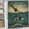 TOWINSFB 4Pcs Underwater Orcas Whale Shower Curtain, Starry Sky Star