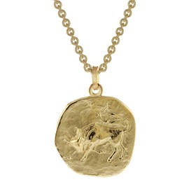 trendor Taurus Zodiac Sign Diameter 20 mm Men's Necklace Gold on Silver Zodiac Sign Timeless Necklace for Men, Great Gift Idea, 39070-05, Silver Gold
