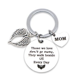 Tebliomro Memorial Gifts for Loss of Mom Sympathy Gifts Keychain Bereavement Gift for Loss of Mother They Walk Beside Us Grieving Condolence Gift for Women Men Friends In Memory of Mom Mama Keepsake