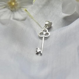 Small Key Pendant Sterling Silver 925 Lock Necklace Bracelet Charm Fine Jewelry