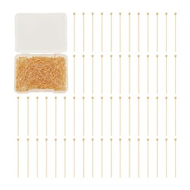 UNICRAFTALE 300Pcs 29.5mm Long Ball Head Pins 18K Gold Plated Headpin Jewelry Making Headpins Bendable Headpin Brass Long End Eye Pins Metal End Eye Pins for Earring Pendant Bracelet Necklace