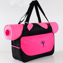 Yoga Gym Bag Polyester Nylon Rose Red Sports Gym Bags with Shoe Compartment for Women