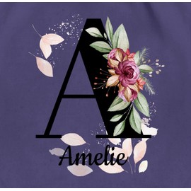 Geschenk mit Namen personalisiert by Shirtracer - Gym Bag Backpack - Initials - Letter Adjustable, 11 Purple