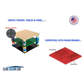 SlabDreamLab 12"X12" Baseplate for All Major Building Bricks and Blocks (Flame Red, 4-Pack)