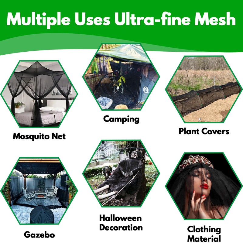 2 Pack 10 x 20 FT Mosquito Netting,Garden Mesh Netting