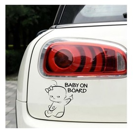 Baby on Board Car Sticker Sign Decal Car Sticker Easy to Removable Car Decal Vehicle Decor - Black Durable and Professional Reflective Sticker for Girls Car Truck Warning Sign (Black)