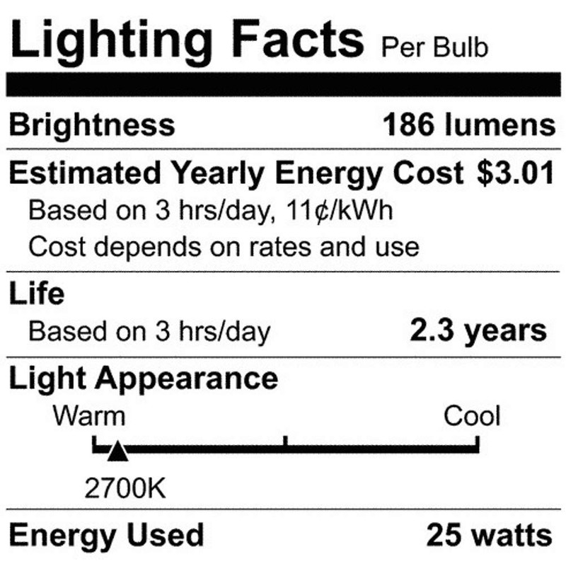 Satco A3922 130V Candelabra Base 25-Watt G16.5 Light Bulb, Clear