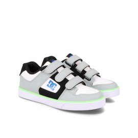 DC Shoes Pure V Skate Shoe, Grey/Black/Blue/Green, 12.5 US Unisex Little Kid