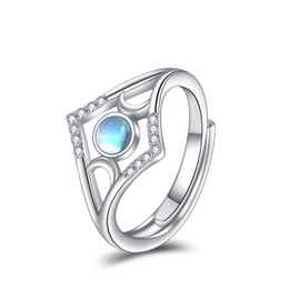 YAFEINI Triple Moon Goddess Ring 925 Sterling Silver Adjustable Moonstone Ring Moon Jewellery for Women Girls (moonstone)