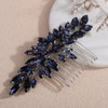 Teyglen Ink Blue Crystal Bride Wedding Hair Comb Simple Full