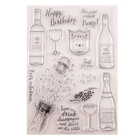 arriettycraft Congratulations Wine Bottle Clear Stamps for Card Making or Journaling, Happy Birthday Party Transparent Silicone Stamps for Album Scrapbooking Photo Paper Crafts Decoration