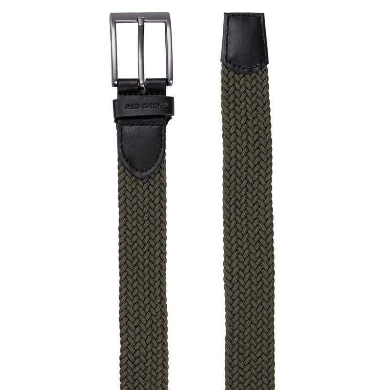 Redbridge Braided Belt Elastic Flexible Adjustable Unisex Stretch Belt, khaki