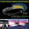 10Pack LED Headlamp Rechargeable with 3 Led Strip, 230° Wide