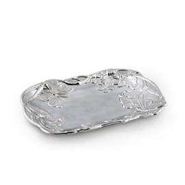 Arthur Court Designs Aluminum Butterfly Flower Food Service Tray, Desktop Storage Organizer, Catchall, Valet, Nightstand or Dresser 9.5 inch Long