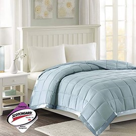 Madison Park Windom Microfiber Down Alternative Stain Resistant Blanket, King, Blue