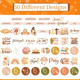 Aposwow Christian Vision Board Stickers - 50Pcs Boho Christian Stickers for Journaling, Bible Verse Christian Planners Stickers, Aesthetic Faith Jesus Stickers for Prayer Board, Scrapbook