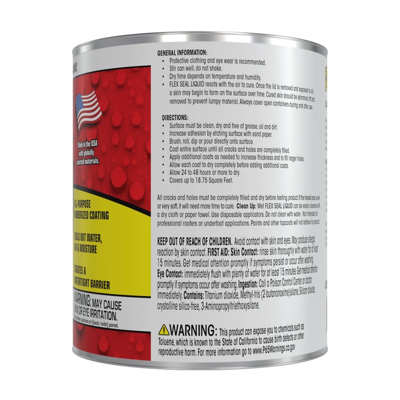 Flex Seal Liquid, Rubber Coating Sealant, Waterproof, Flexible, Breathable, and