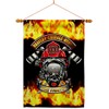 USBrotherhood Bravery Firefighter House Flag Dowel Set Armed Forces Firefrighter