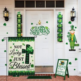 Shuitouk St Patricks Day Garden Flags 12×18 Inch Double Sided Seasonal St Patrick's Day House Party Yard Decorations Garden Flags for Outside Shamrock Irish Blessing Holiday Garden Flag
