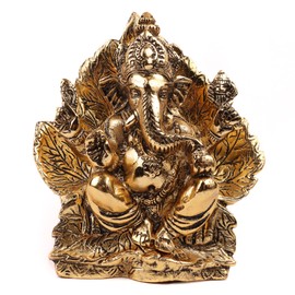 Myga Lord Ganesha Statue - Handmade Gold Decorative Elephant God Ganesh Ornament for Yoga, Meditation, Home Décor and Gifting
