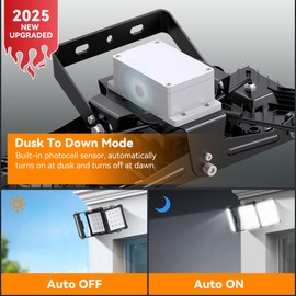 150W LED Flood Light Dusk to Dawn Outdoor, 15000LM Super Bright Stadium Lights, 6000K Daylight White, IP66 Waterproof, 3 Heads Adjustable Outdoor Floodlight for Yards, Arena, Street, Garden