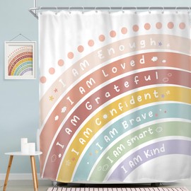 MESHELLY Boho Rainbow Kids Shower Curtain 72Wx72H Funny Cute Inspirational Motivational Quotes Bathroom Curtain for Baby Boys Girls Bath Curtain Cloth Fabric Bathroom Accessories Decor with 12 Hooks