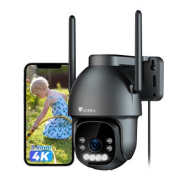 Ctronics 4k Security Camera, Outdoor, 5 GHz Wi-Fi, People/Pet/Vehicle Detection, Automatic Tracking, PC Remote Control, Sound and Light Threat, 24-Hour Recording, FTP/NVR/NAS 256 GB Mirco SD Card