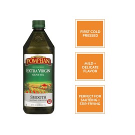 Pompeian Smooth Extra Virgin Olive Oil, First Cold Pressed, Mild and Delicate Fl