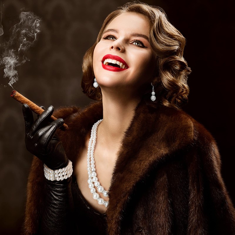 Conjunto de Pendientes Collar y Pulsera de Perlas de Imitación