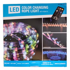 LED Color Changing 18ft 180 LEDs 8 Color Settings Rope Light w/Remote1