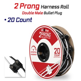 Ledvillage Wire Harness Roll 20 Count - 6" Spacing on Lead, 2-Prong Double Male Bullet Plugs 18 AWG, for LED Marker Lights Truck Trailer Semi-Truck