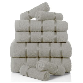 GC GAVENO CAVAILIA Egyptian Cotton Towel Bale Set, Highly Absorbent & Quick Dry Towels For Bathroom, (2 Hand - 2 Bath - 4 Face) 8 Piece Silver Towel Set