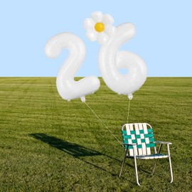 YFHVJTKO 32 Inch White Number 26 Daisy Balloons Set，26th Birthday Party Decorations, 26 Daisy Balloons, Daisy Foil Balloons for Party, Birthday, Baby Shower, Wedding Décor,Daisy Party Supplies 26