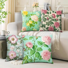 Musihy Throw Pillow Cover 45X45, Decorative Pillow Cases Office Living Room Sofa Decor Square Pillowcases Garden Flower