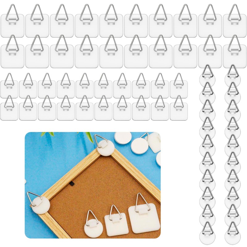 Forzater 60 Pcs Adhesive Picture Hanger Foamboard Picture Hanging Hooks