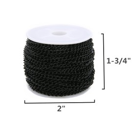 SWTOOL 60 Feets /20 Yards Metal Black Link Chains, Iron Bulk Curb Chain for DIY Craft Jewelry Chain Making, 2 Rolls x 10 Yards (Black)