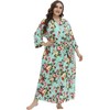 iFigure Women's Plus Size Long Robe Floral Bathrobes Dressing Gown