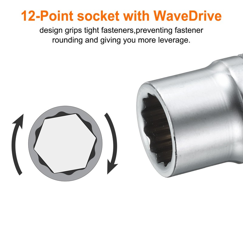 sourcing map 1/2" Drive by 13mm 12-Point Shallow Socket 38mm