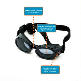 PetSpex™ Sunglasses, Small Dog and Cat Sunglasses, Pet Goggles, UV Protection Pet Glasses with Adjustable Straps (Small) Made in USA