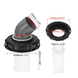 PATIKIL 45° IBC Lid Filter Cover 163mm Plastic Ton Barrel Cover with Washable Nylon Filter IBC Tote Hose Adapter IBC Tank Container for Rainwater Tank Rain Tank 1000L IBC Tank, Black Gray