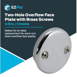 EZ-FLO 2-Hole Bathtub Overflow Face Plate with Screws, Chrome Finish, 35245