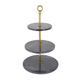 Deco 79 Glam Marble Tiered Server, 14" x 14" x 27", Gray