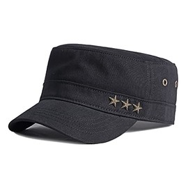 Adantico Men's Military Army Unisex Cap Adjustable Baseball Cap Women's Flat Cap, black