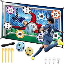 BINYI Football Playset for Children, Football Goals, Soft Flannel Velcro Balls, Toy, Sports Fun for Garden, Indoor, Outdoor, Football Play Mat, Football, Birthday Gifts for Boys and Girls