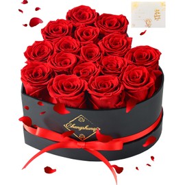 Changshunqi 16 Flowers Forever Preserved Roses in Heart Box, Preserved Flowers for Delivery Birthday Gifts Women Anniversary Forever Flowers for Mothers Gift Real Rose Forever Gifts for Women Mom Wife